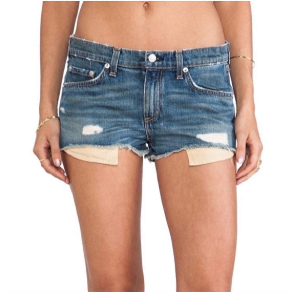 • Rag & Bone • Cut Off Denim Jean Shorts Distressed Blue Trestles 26 Women’s